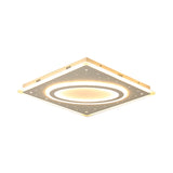 Led Square Flush Mount Ceiling Light In White/Warm With Metal Frame 21.5/23.5 Wide
