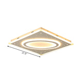 Led Square Flush Mount Ceiling Light In White/Warm With Metal Frame 21.5/23.5 Wide