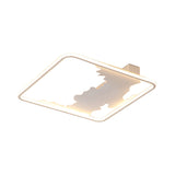 Art Deco Metal Led Square Flush Mount Lighting In White/Warm Light Various Width Options