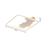 Art Deco Metal Led Square Flush Mount Lighting In White/Warm Light Various Width Options