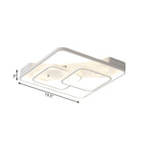 Sleek Metal Led Square Flush Mount Ceiling Light Fixture With White/Warm 16.5/19.5/23.5 Wide