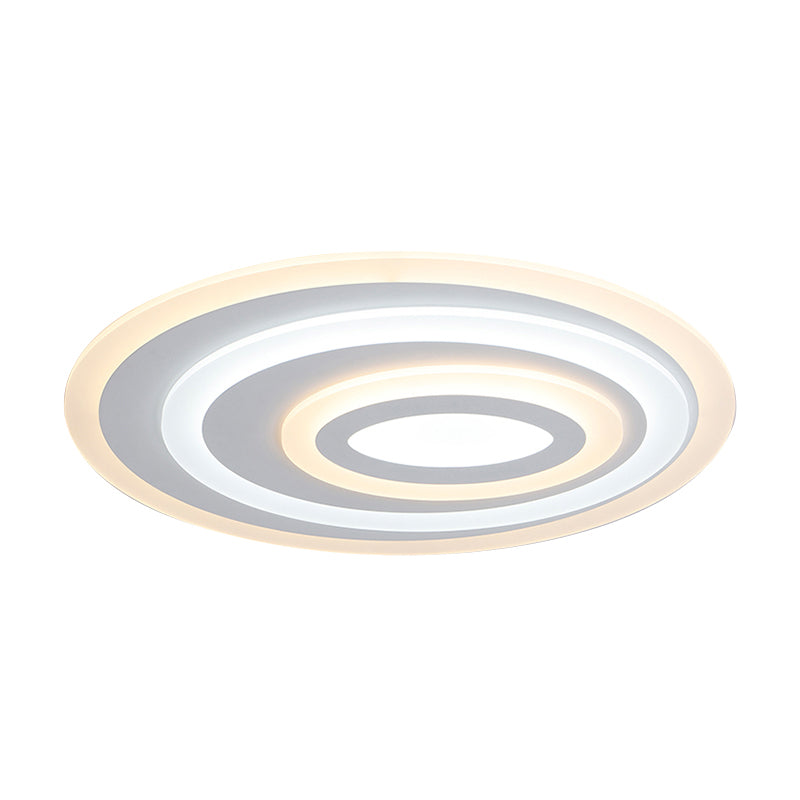 16’/19.5/25.5’ Wide Oval Acrylic Flush Lamp - Contemporary Led White Mount Ceiling Fixture
