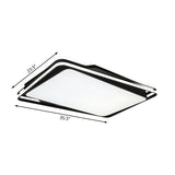 Black Geometrical Flush Mount Ceiling Lamp - Minimalist Led Metal Lighting In White/Warm Light