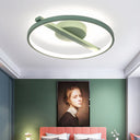 Modern Acrylic Ring Flush Mount Ceiling Light In Black/White/Blue For Living Room - Warm/White