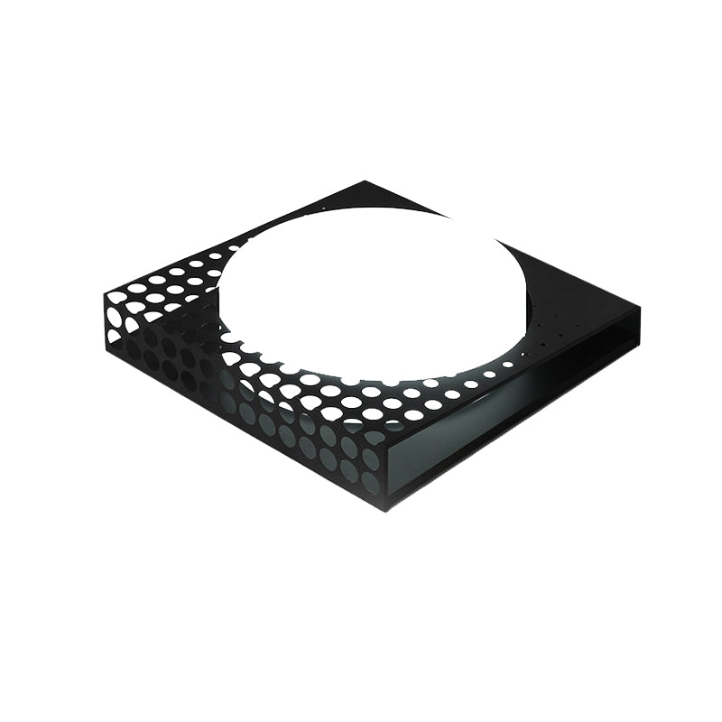 Iron Square Flush Mount Ceiling Light With Acrylic Shade In Nordic White/Black For Warm/White