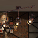 Antique Cylinder Track Light - Wrought Iron Ceiling Fixture For Coffee Shop 3 / Rust