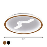 Rounded Flush Mount Led Bedroom Ceiling Light In Black/Gold With Warm/White