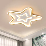 White Led Star Bedroom Flush Ceiling Light - Acrylic Cartoon Mount Fixture