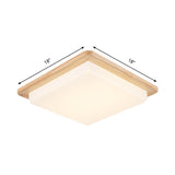Japanese Style Square Ceiling Light Wood Led Flush Mount - Wide Range Selection (12.5/14/18/22)