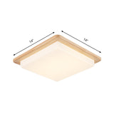Japanese Style Square Ceiling Light Wood Led Flush Mount - Wide Range Selection (12.5/14/18/22)