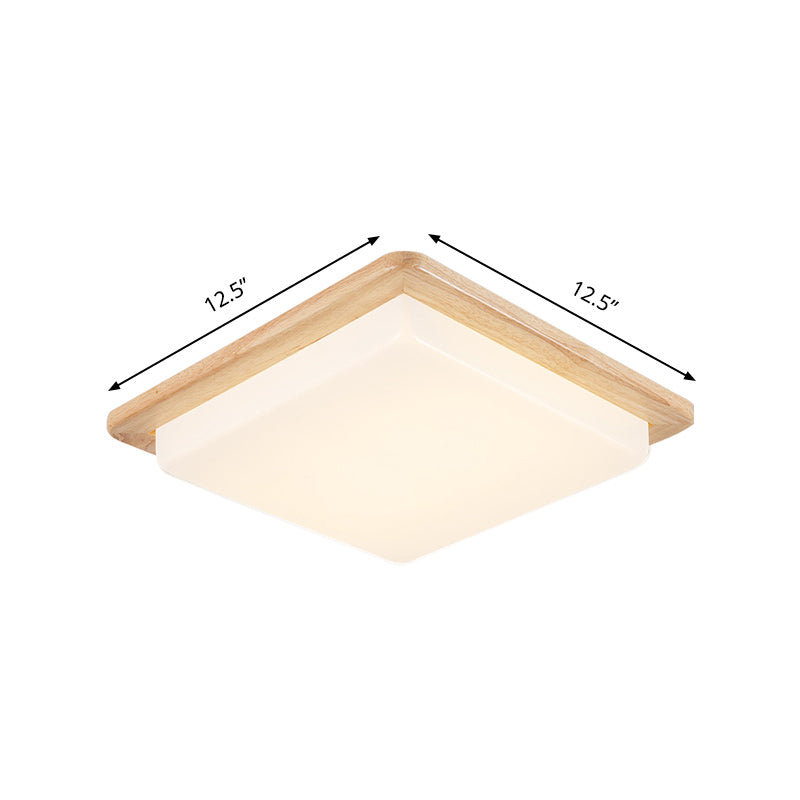 Japanese Style Square Ceiling Light Wood Led Flush Mount - Wide Range Selection (12.5/14/18/22)