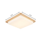 Japanese Style Square Ceiling Light Wood Led Flush Mount - Wide Range Selection (12.5/14/18/22)