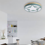 Wood Led Star Flush Mount Ceiling Light With Acrylic Shade For Boys Bedroom Modern Style