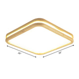 Slim Panel Square Ceiling Mount Light: Wood Edge Simple Style Led Lamp - Beige (18/26 Inch Wide)