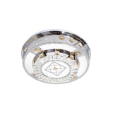 Modern Chrome Led Round Flush Mount Crystal Ceiling Light In Warm/White 19.5/31.5 Wide