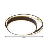 Modernist Acrylic Led Flush Mount Light Black/Gold 16’/19.5’ Ceiling Fixture