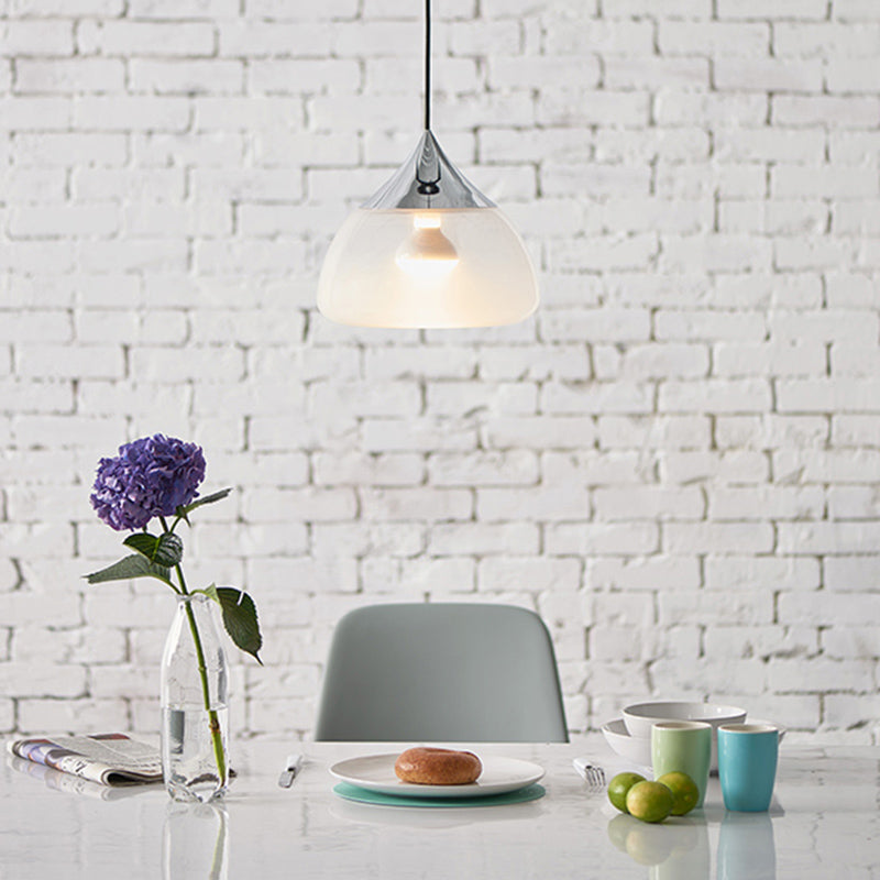 Modern Glass Pendant Light - Stout 1-Light Chrome/Gold/Rose Gold Hanging Design