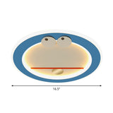 Cartoon Cat Acrylic Led Flush Mount Light In Blue With Warm/White Glow