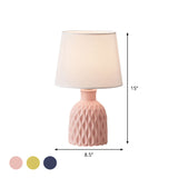 Contemporary Cone Table Lamp - Fabric Shade Ceramic Base 1 Bulb Pink/Lemon Green/Royal Blue Reading