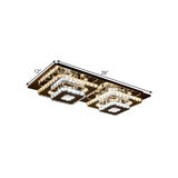 Contemporary 2-Tier Crystal Ceiling Fixture - 12/26.5 Wide Stainless-Steel Led Flush Mount Lighting