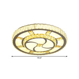 Stainless-Steel Led Flush Mount Ceiling Light With Clear Crystal Block Design