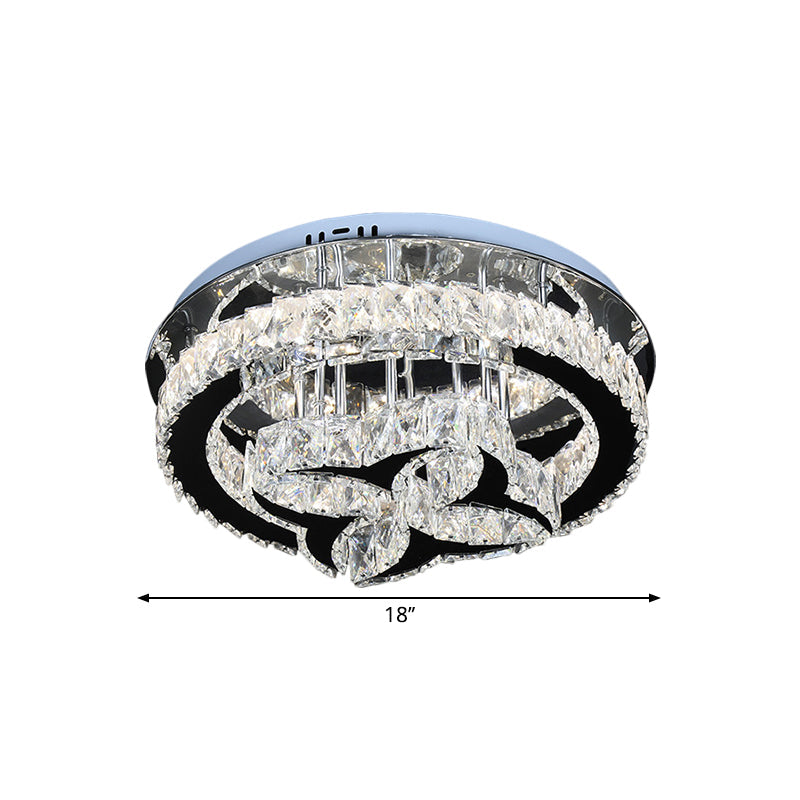 Modern Led Crystal Shade Ceiling Lamp With Stainless Steel Finish