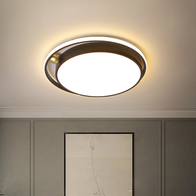 Nordic Round Acrylic Flush Mount Led Light Fixture - 16’/19.5’ Wide Black For Bedroom