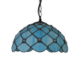 Mediterranean Blue Glass Jewel Hanging Light Fixture - 1-Light Suspension Pendant For Kitchen Island