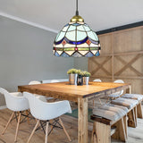 Dining Table Hanging Lights: Tiffany Style Art Glass Pendant Lamp With Blue Floral Shade