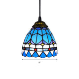 Dining Table Hanging Lights: Tiffany Style Art Glass Pendant Lamp With Blue Floral Shade