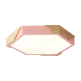 Hexagon Ceiling Light For Kindergarten - Slim Panel Macaron Loft Led In Warm