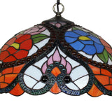 Victorian 3-Head Stained Glass Bowl Pendant Lamp - Black Ceiling Hanging Light With/Without Pull