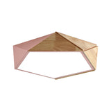 Macron Style Pentagon Study Room Ceiling Lamp In Green/Pink/Yellow - Acrylic & Wood Led Mount Light
