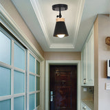 Adjustable Modernist Metal Flush Mount Ceiling Light With Tapered Shade - 1-Light Black/White