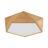 Wood Pentagon Led Flush Ceiling Light - Japanese Style Beige 16.5/20.5 Width