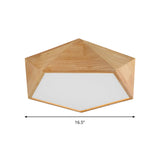 Wood Pentagon Led Flush Ceiling Light - Japanese Style Beige 16.5/20.5 Width