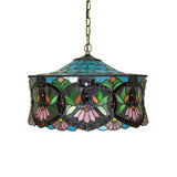 Victorian Drum Pendant Light With Stained Glass Shade - 18 W Perfect For Living Room Décor