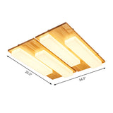 Rectangle Flushmount Japanese Style Led Ceiling Lamp In Natural/White For Bathroom