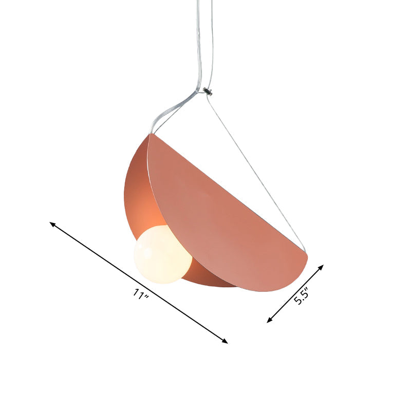 Contemporary Curved Hanging Pendant Light - Black/Grey Metal Suspension For Bedroom