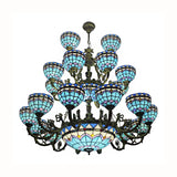 Bronze Tiffany Chandelier - 3 Tier Bowl Design For Upward Lighting In Bedrooms And Living Rooms