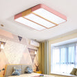 Macaron Acrylic Square Ceiling Mount Light: Candy Colored Led Lamp (16’/19.5’ Wide) In Green