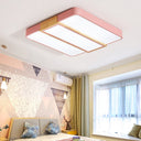 Macaron Acrylic Square Ceiling Mount Light: Candy Colored Led Lamp (16’/19.5’ Wide) In Green