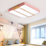 Macaron Acrylic Square Ceiling Mount Light: Candy Colored Led Lamp (16’/19.5’ Wide) In Green