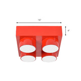 Rectangular Multi-Head Metal Ceiling Lamp For Modern Kitchen Flush Mount