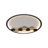 Modern Black Led Ceiling Flush Mount With Leaf/Geometric Design