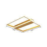Modern Gold Dual Rectangle Frame Led Flush Ceiling Light - 16/19.5 Width