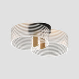 Black-Gold Round Semi Flush Ceiling Mount Light Fixture - Simple And Elegant With 2/3/5 Lights For