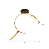 Gold Metallic Hoop Semi Flush Lamp - 18’/21.5’ Width Led Close To Ceiling Lighting Warm Or