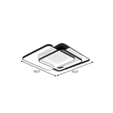 Modern Acrylic Led Flush Mount Light In Black - 16.5/20.5 Width Overlapping Design Perfect For