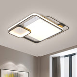 Modern Square Flush Mount Led Bedroom Light Fixture With Metallic Finish - Black
